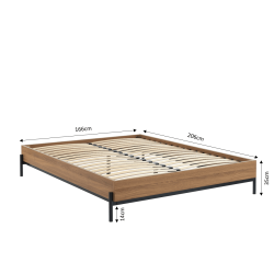 Cadre de lit GEOMA effet chêne foncé 160x200 sommier inclus