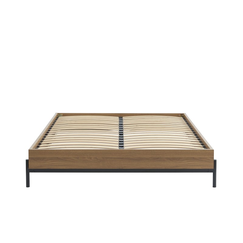 Cadre de lit GEOMA effet chêne foncé 160x200 sommier inclus