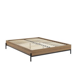 Cadre de lit GEOMA effet chêne foncé 160x200 sommier inclus