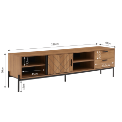 Meuble tv GEOMA effet chêne foncé et gris 180cm