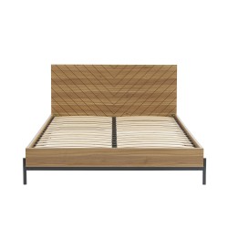 Lit double GEOMA effet chêne foncé 160x200 sommier inclus