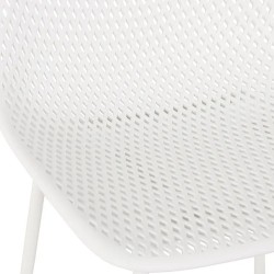 Détail de l’assise perforée en polypropylène blanc du tabouret de bar LOKI