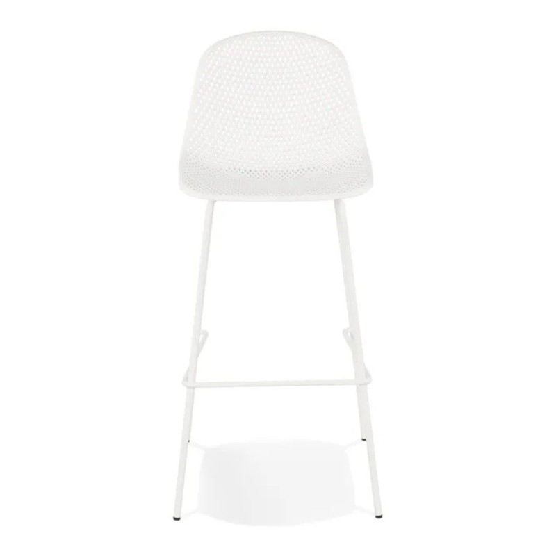 Vue de face d’un tabouret de bar LOKI blanc au design contemporain