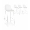 Lot de 4 tabourets de bar LOKI blancs avec structure métal, vue packshot