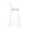 Vue de profil du tabouret de bar LOKI blanc, hauteur assise 75 cm