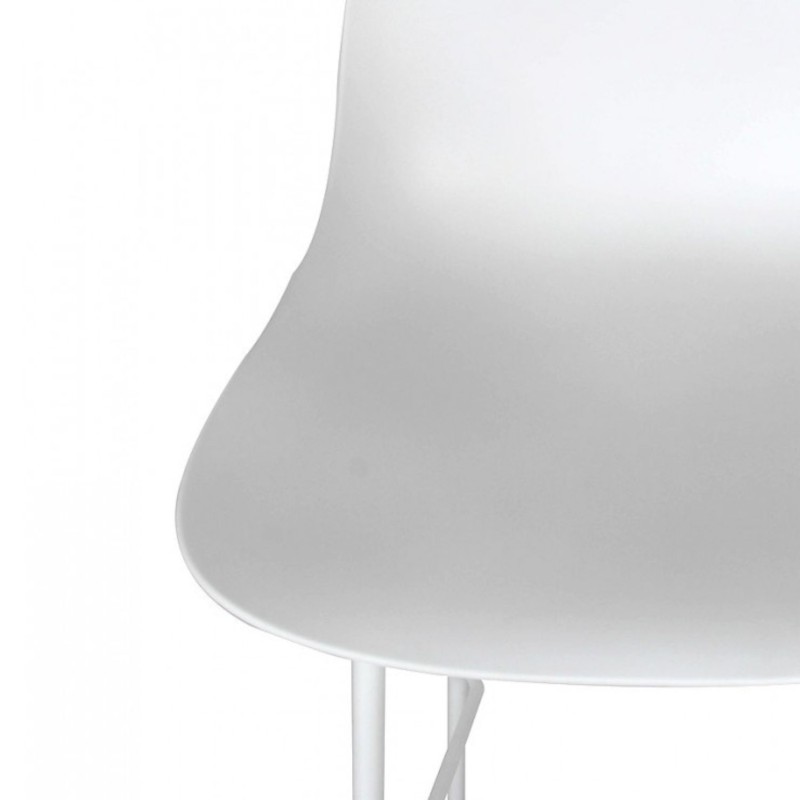 Assise en polypropylène blanc du lot de 4 tabourets de bar GRANO, design ergonomique