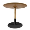 Table basse design ronde DILA H40 en bois finition naturelle et métal noir