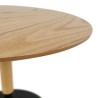 Table basse design ronde DILA H40 en bois finition naturelle et métal noir