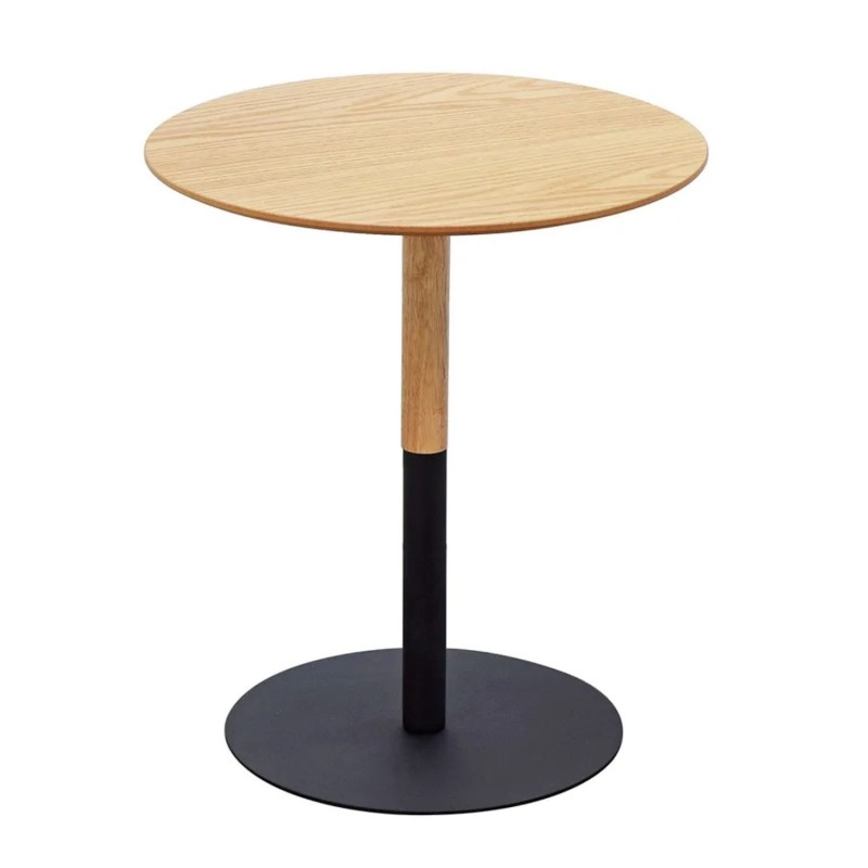Packshot table d’appoint ronde DALI H45 bois naturel et structure métal noir fond blanc