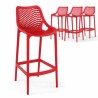 Lot de 4 tabourets de jardin BROZER rouges en plastique – packshot sur fond blanc