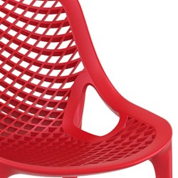 Lot de 4 tabourets de jardin BROZER rouges – détail matière polypropylène renforcé fibre de verre