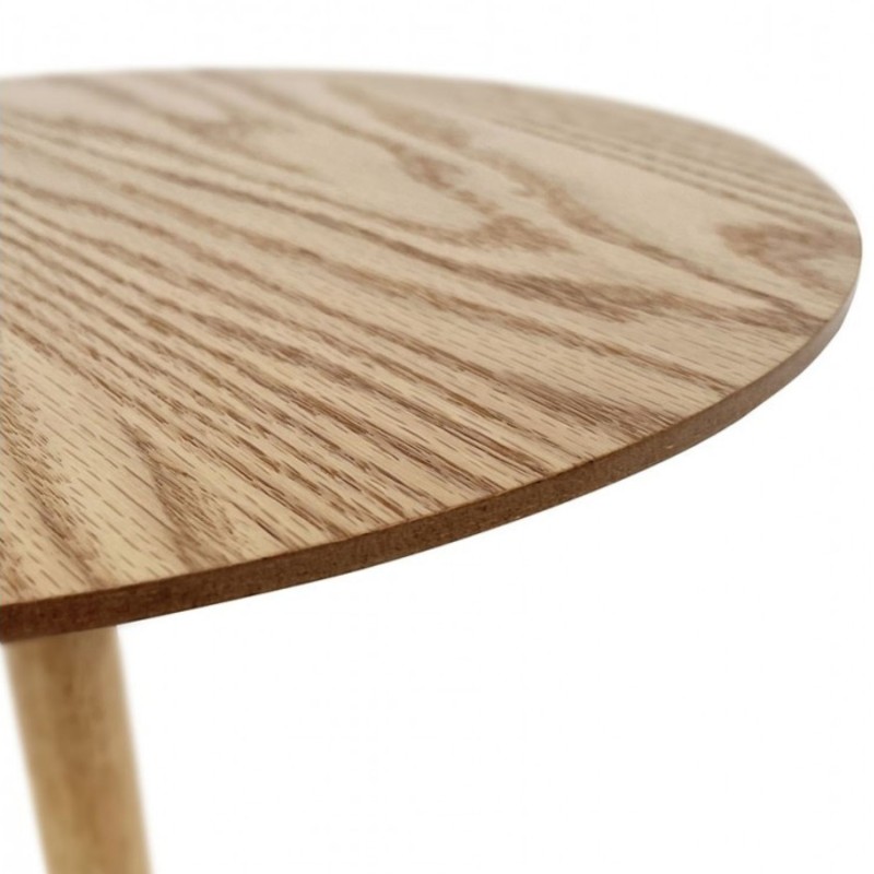 Détail du plateau rond en bois MDF finition naturelle table basse DILA H40