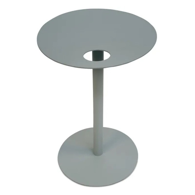 Vue de face de la table d’appoint ovale MASA en métal gris