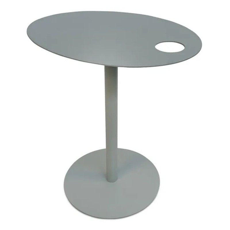 Packshot table d’appoint ovale MASA en métal gris sur fond neutre