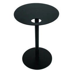 Vue de face table d’appoint ovale MASA en métal noir design contemporain