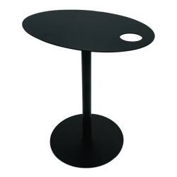 Table d’appoint ovale MASA en métal noir vue packshot sur fond blanc