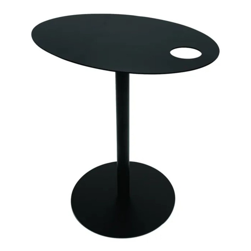 Table d’appoint ovale MASA en métal noir vue packshot sur fond blanc