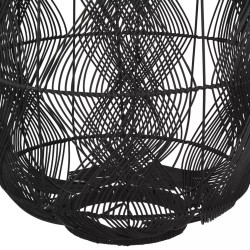 Vue du bas suspension PACITO en rotin noir montrant le tressage ajouré