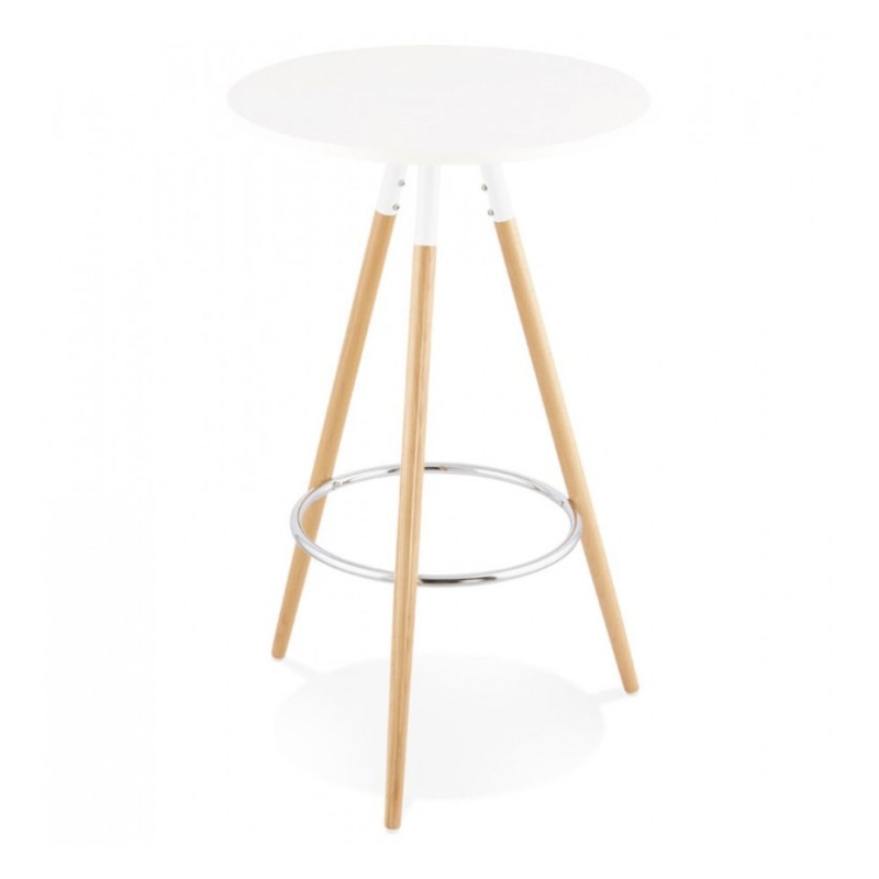 Packshot table haute ronde BARY bois blanc et pieds hêtre
