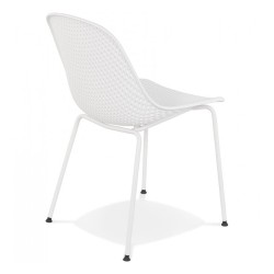 Vue de profil chaise VIKY blanche intérieur extérieur