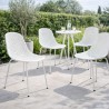 Lot de 4 chaises design perforées VIKY blanches en salle à manger moderne
