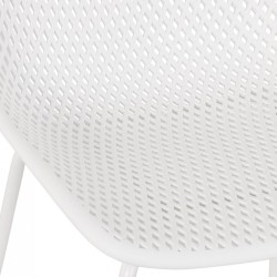 Détail assise perforée lot de 4 chaises VIKY blanches