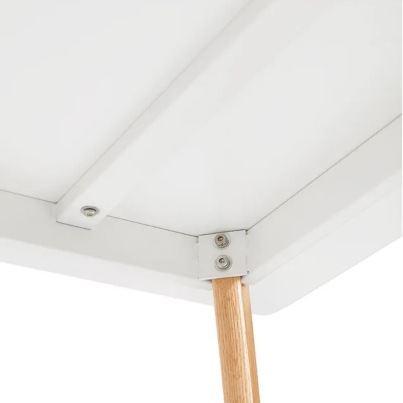 Détail de fixation et assemblage sous plateau de la table/bureau MARIUS blanche