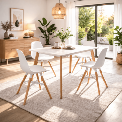 Table/bureau MARIUS blanc 120x80 cm style scandinave en situation dans une pièce lumineuse