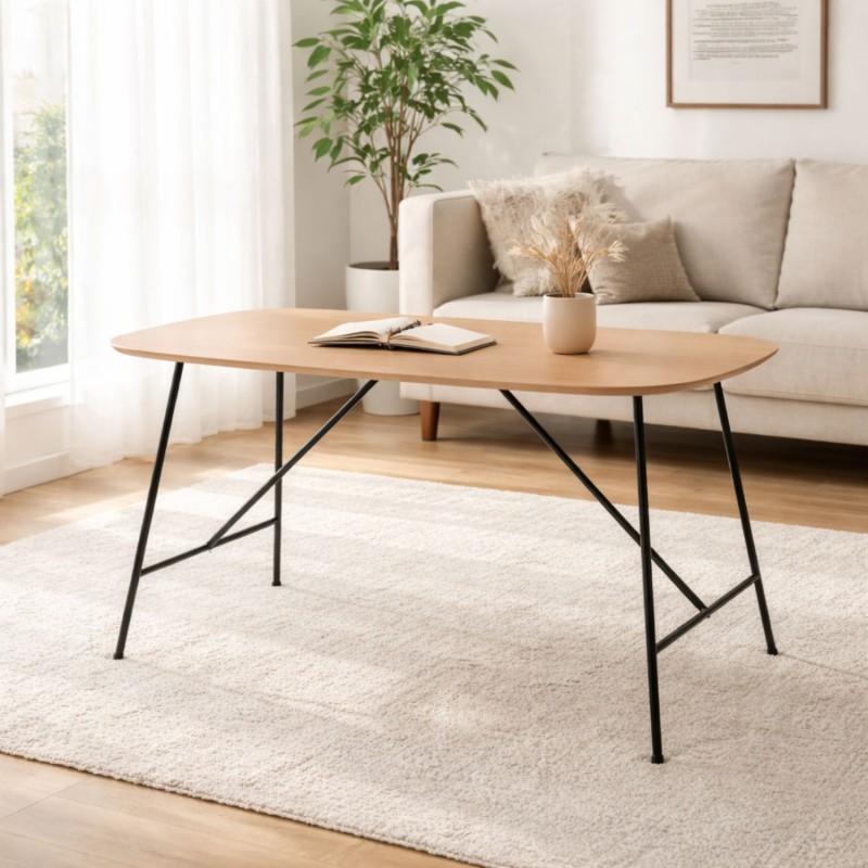 Petite table bureau FIONA en bois finition chêne naturel 142,5 cm