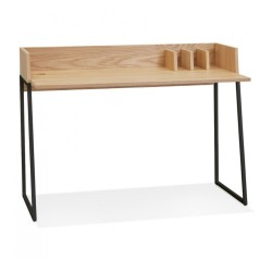 Bureau droit SALMON bois finition naturelle et métal noir packshot