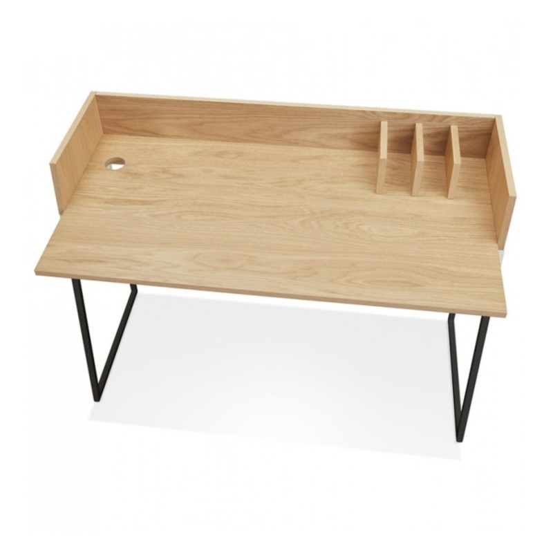 Détail du plateau en bois plaqué chêne naturel du bureau SALMON