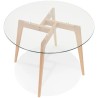 Vue du dessus table ronde ANGELA Ø100 cm plateau verre transparent
