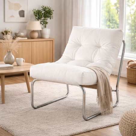 Fauteuil lounge LOFT blanc en simili cuir – vue principale