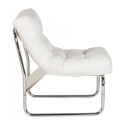 Fauteuil LOFT blanc – vue de profil – style rétro années 60