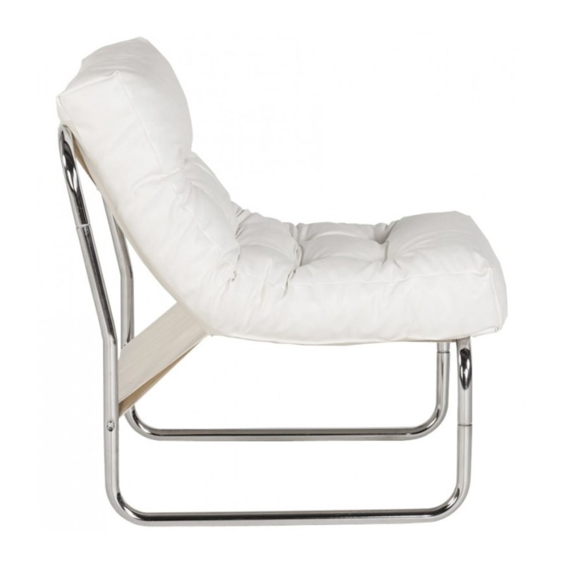 Fauteuil LOFT blanc – vue de profil – style rétro années 60