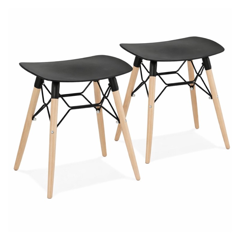 Lot de 2 tabourets bas ALADIN noirs style scandinave