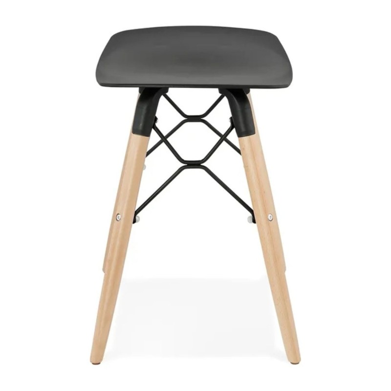 Détail piètement bois naturel et métal noir tabouret ALADIN