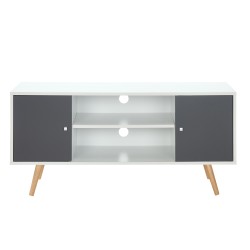 Meuble tv BABETTE  blanc et gris anthracite  116cm