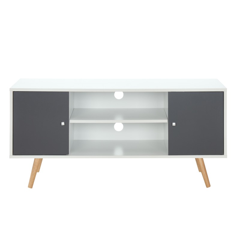Meuble tv BABETTE  blanc et gris anthracite  116cm