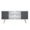 Meuble tv BABETTE  blanc et gris anthracite  116cm