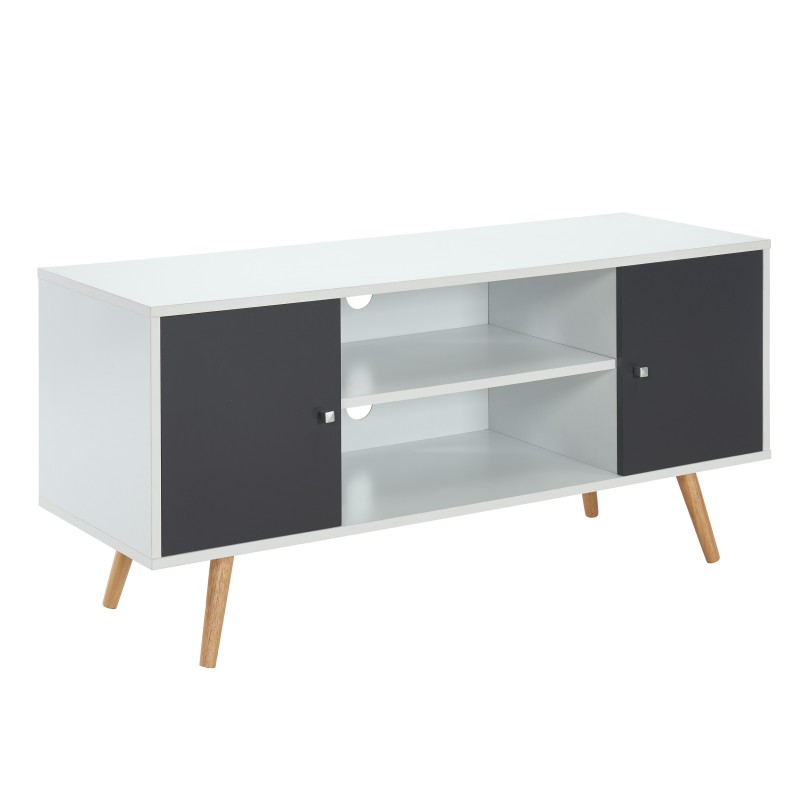 Meuble tv BABETTE  blanc et gris anthracite  116cm