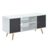 Meuble tv BABETTE  blanc et gris anthracite  116cm