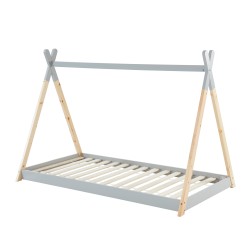 Lit enfant tipi TINY  pin gris  90x190 sommier inclus