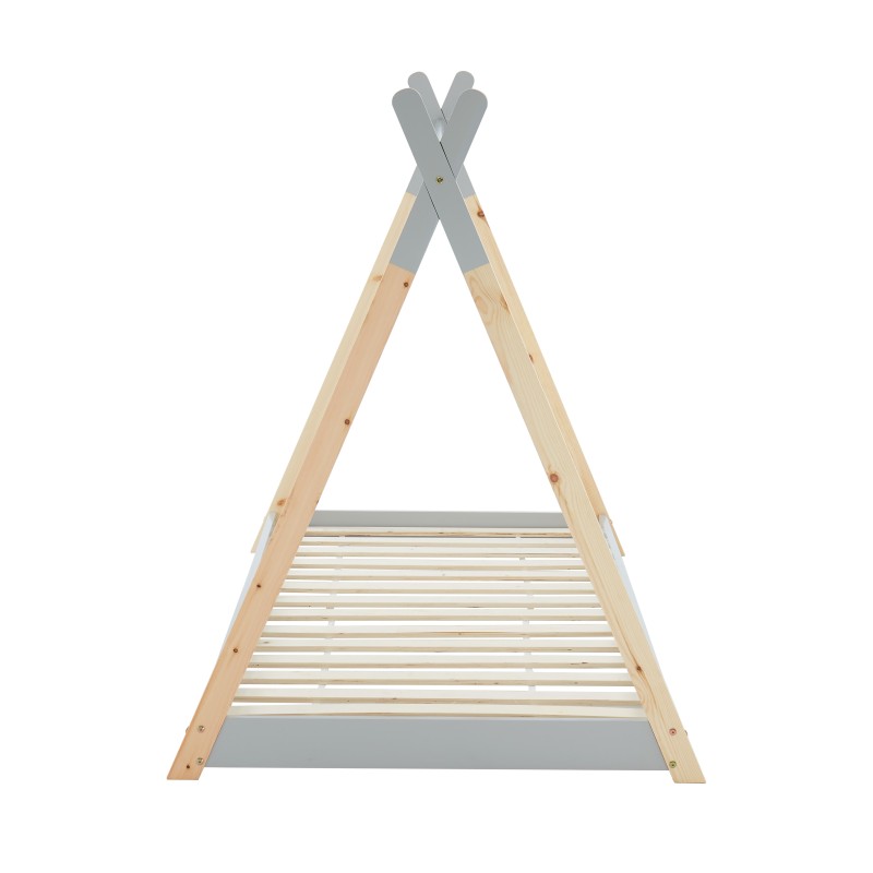 Lit enfant tipi TINY  pin gris  90x190 sommier inclus