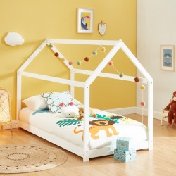 Lit enfant cabane TINY  pin blanc  70x140 sommier inclus