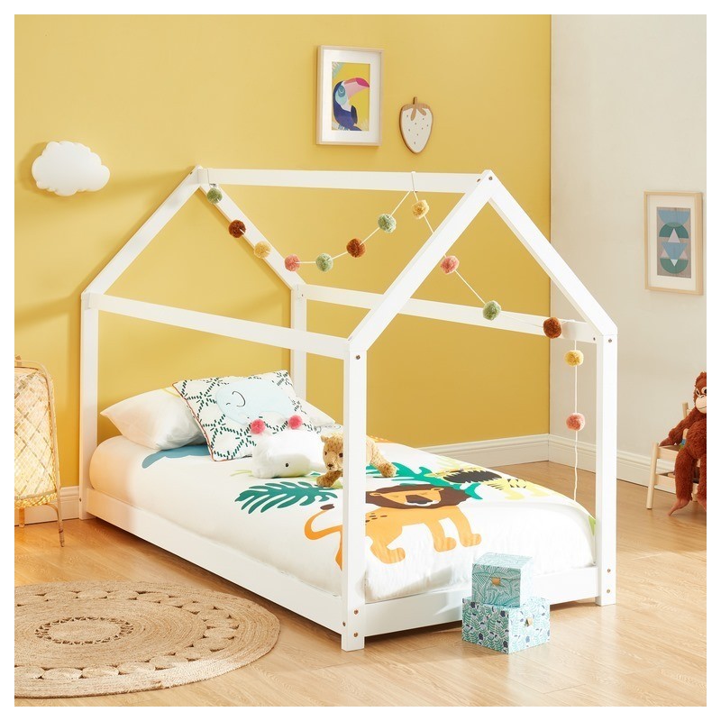 Lit enfant cabane TINY  pin blanc  70x140 sommier inclus