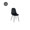 Lot de 4 chaises LENA velours noir pieds métal noir