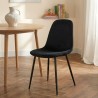 Lot de 4 chaises LENA velours noir pieds métal noir