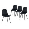 Lot de 4 chaises LENA velours noir pieds métal noir