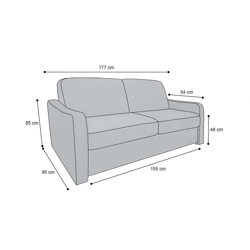 HORACE canapé droit convertible Rapido 3 places bleu nuit avec matelas Dunlopillo 15cm 140x200 cm